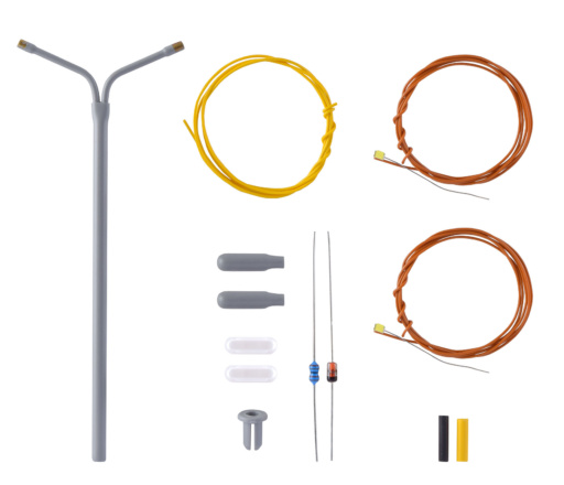 Viessmann 6923 - TT Bausatz Peitschenleuchte doppelt, LED weiß