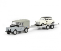 Schuco 452632700 - Land Rover 88 mit Anhänger und Mini Cooper "Delaney Racing", 1:87 