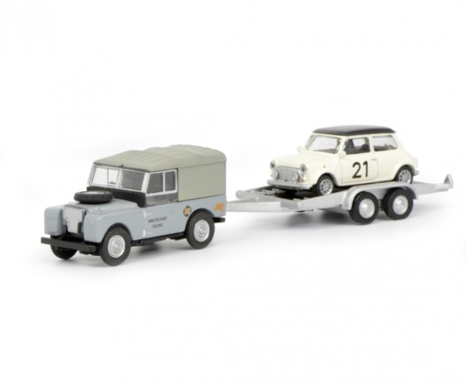 Schuco 452632700 - Land Rover 88 mit Anhänger und Mini Cooper "Delaney Racing", 1:87