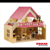Rülke Holzspielzeug 23194 - Puppenhaus  mit Balkon, Dach, Balkon und 1. Etage pink