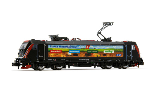 Arnold HN2515 - HN2515 Erfurter Bahnservice, Elektrolokomotive 187 420-5, in schwarz/roter Lackierung mit "K+S" Werbung, Ep. VI